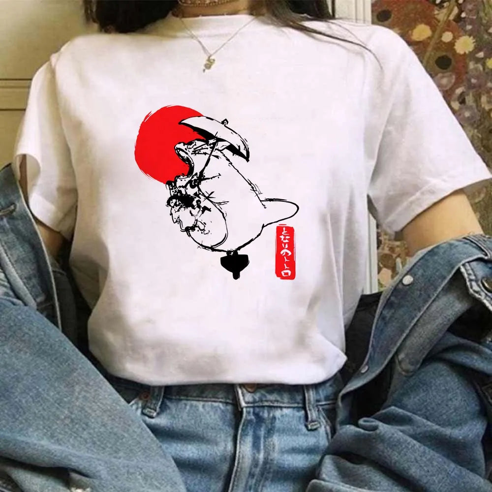 T-shirt Miyazaki Hayao Kawaii Graphique Vêtements Mode Totoro Studio Ghibli Mignon Anime T-shirt Femme Harajuku