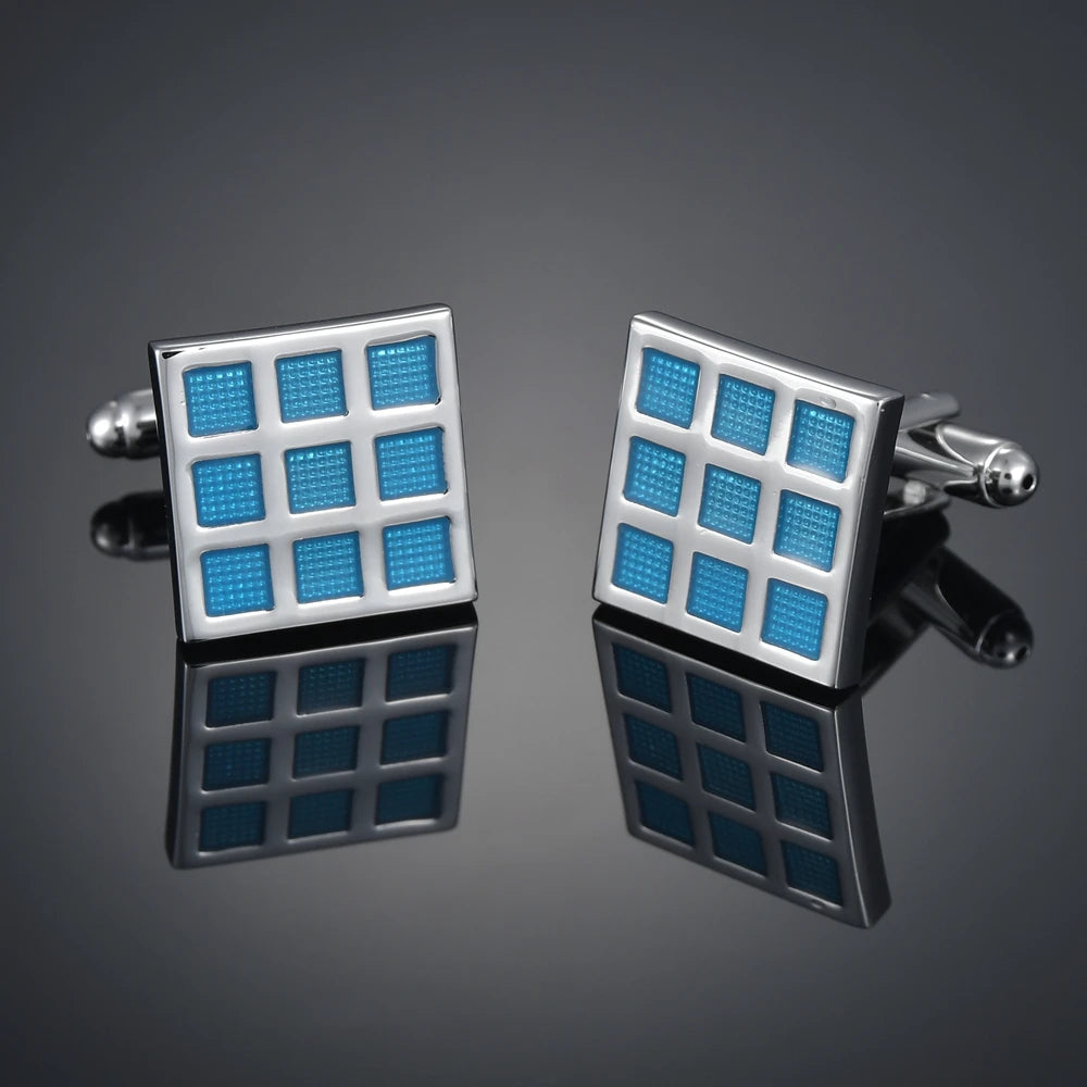 Nouveaux Boutons de Manchette de Luxe pour Hommes Marque de Bijoux Haut de Gamme Gemmes/Carrés/Couronne/Grille Chemises pour Hommes Boutons de Manchette