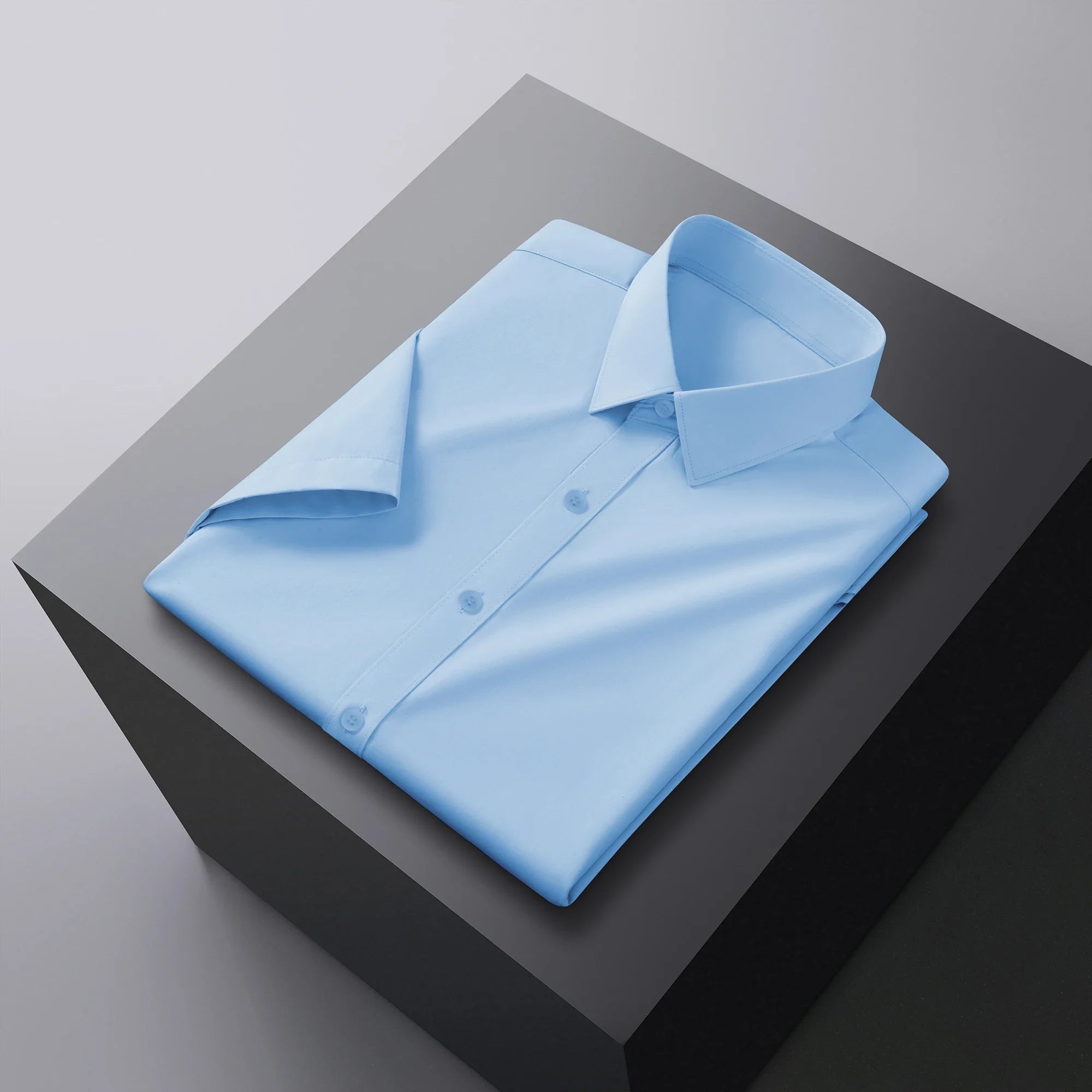 Chemise à manches courtes unie décontractée pour homme – T-shirt d'été sans repassage, confortable et polyvalent