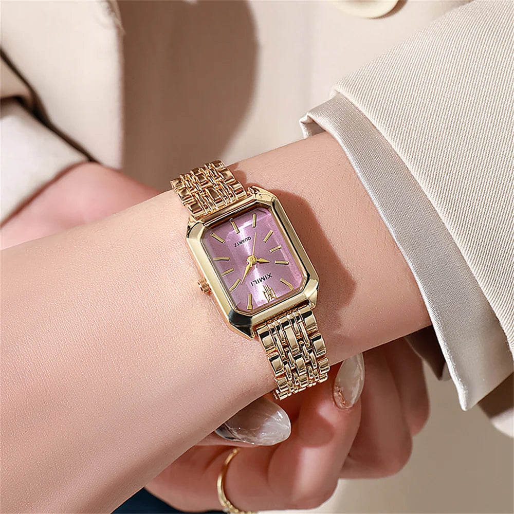 Montre tendance pour femme 2025, vente chaude, montre à quartz carrée minimaliste, décontractée, sport, bracelet en silicone orange, cadeau pour femme, horloge
