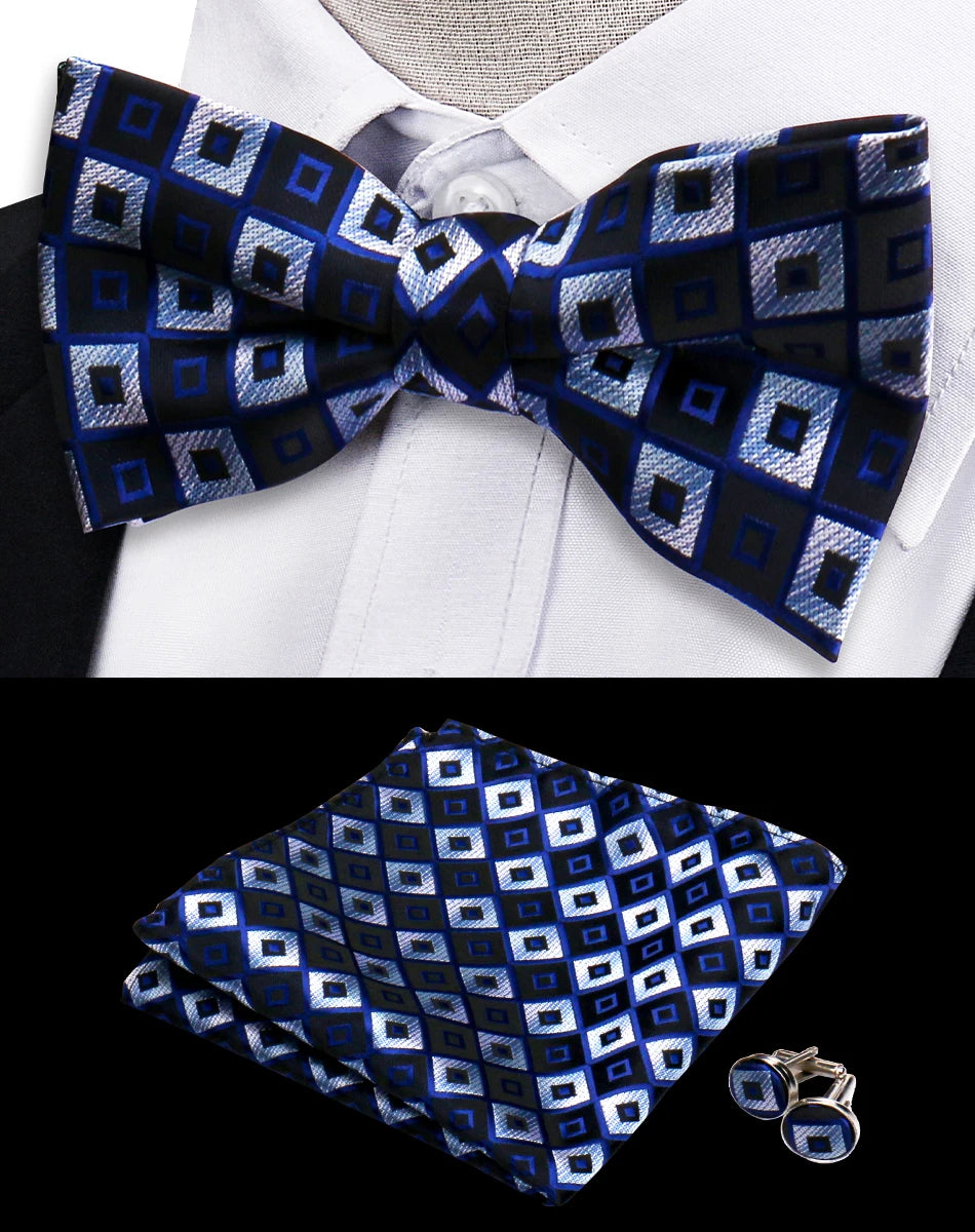 Ensemble de 3 pièces Nœud Papillon Cravate Mouchoir Boutons de Manchette Pour Hommes Chemises Adaptées Affaires Mariage Papillon Paisley Pochette Nœud Papillon Homme