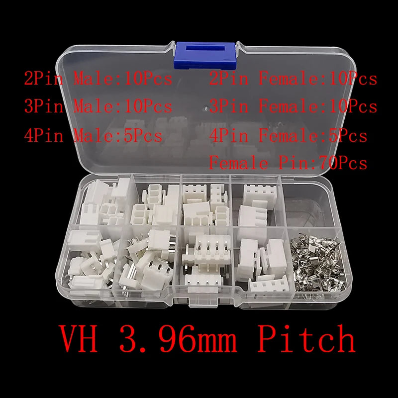 1 boîte JST SH 1,0 / 1,25 mm / PH 2,0 / SM/SYP/XH 2,54 mm / VH 3,96 mm Kit de connecteurs JST Mâle/Femelle avec boîtier et broches
