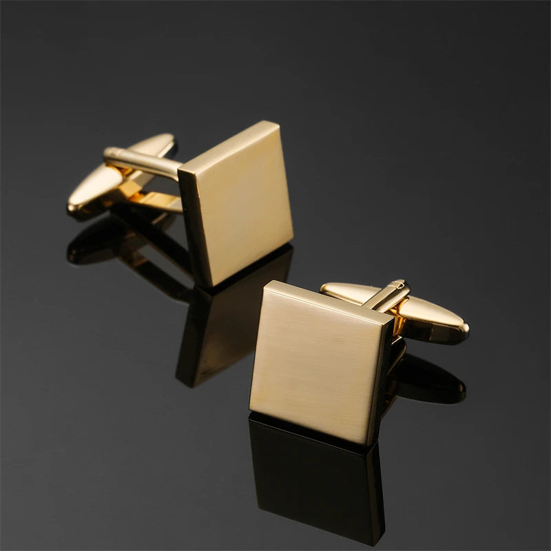Boutons de manchette pour chemise française homme haut de gamme carrés classiques, motifs géométriques gravés au laser, brossés, pour costumes et accessoires de costume d'affaires.
