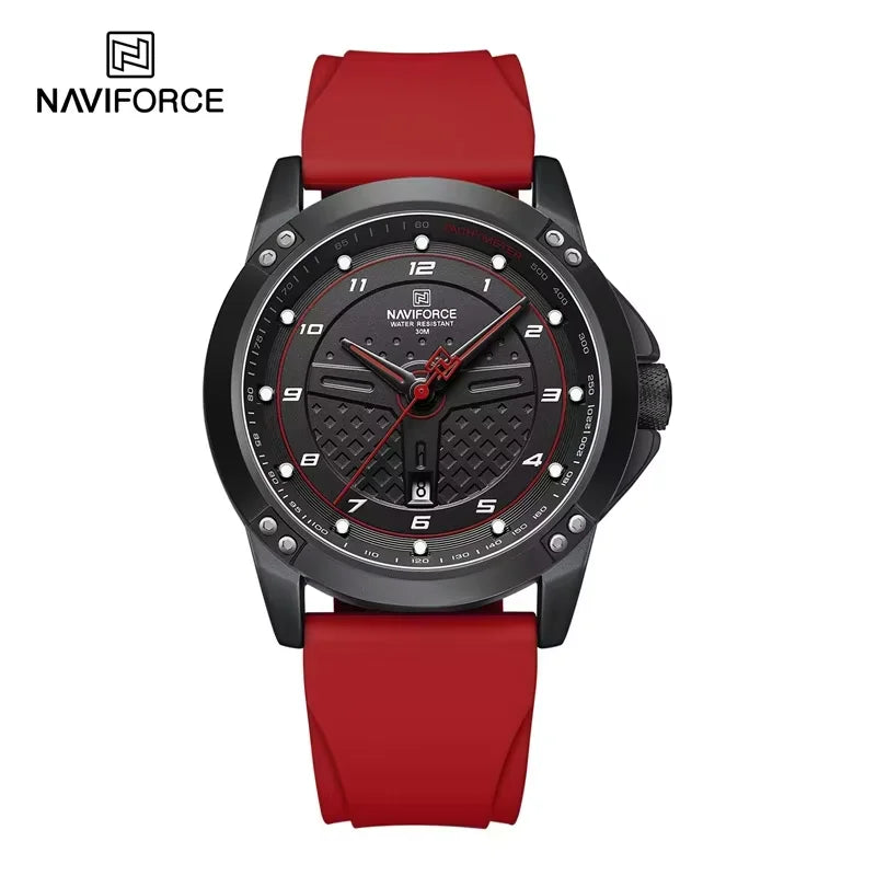 NAVIFORCE Top Fashion Brand Men's Quartz Sport Watches 3ATM Waterproof Casual Date Display Silicone Strap Man Classic Wristwatch