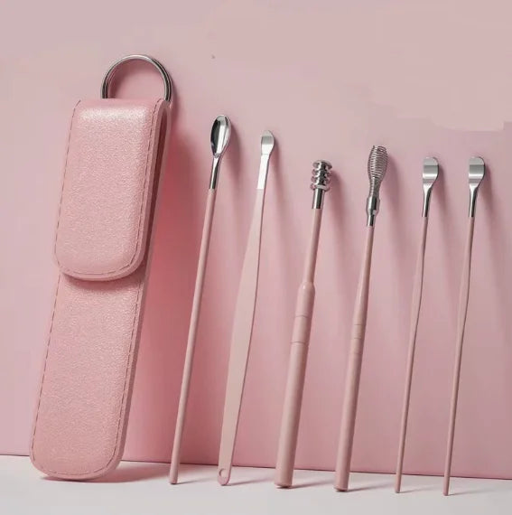 Nettoyant pour les oreilles Curettes d'oreille en acier inoxydable Extracteur de cérumen Kit de perçage Curette à cérumen Cuillère de soins Outils de nettoyage des oreilles