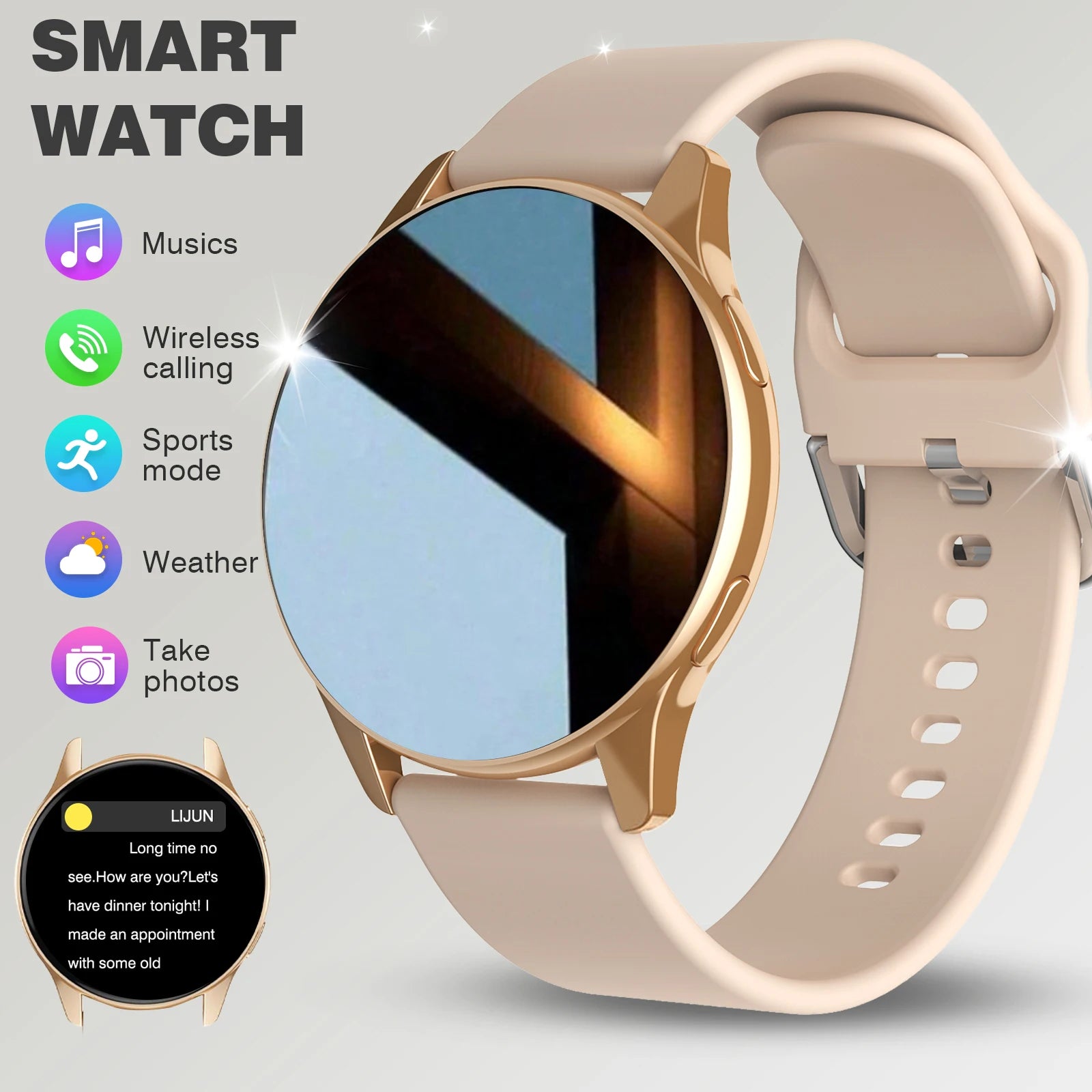 Montre Intelligente, Appel/Numérotation Sans Fil, Mode Multi-Sports, Rappels Multi-Applications, Convient aux Hommes et aux Femmes, Compatible avec IPhone/An