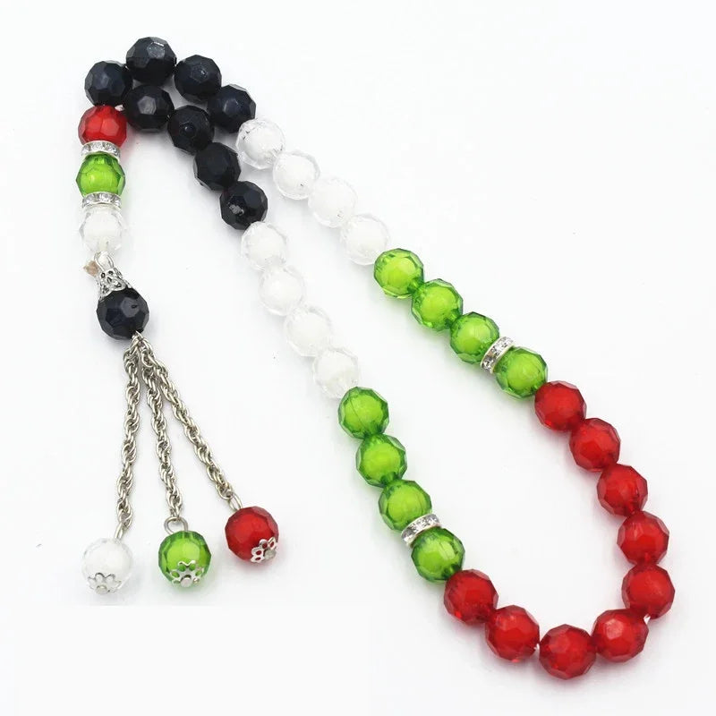 10mm 33 Beads Tasbih Crystal Glass Bracelet Muslim Rosary Tassel Prayer Beads Islamic Tasbeeh Masbaha Meditation for Women Men