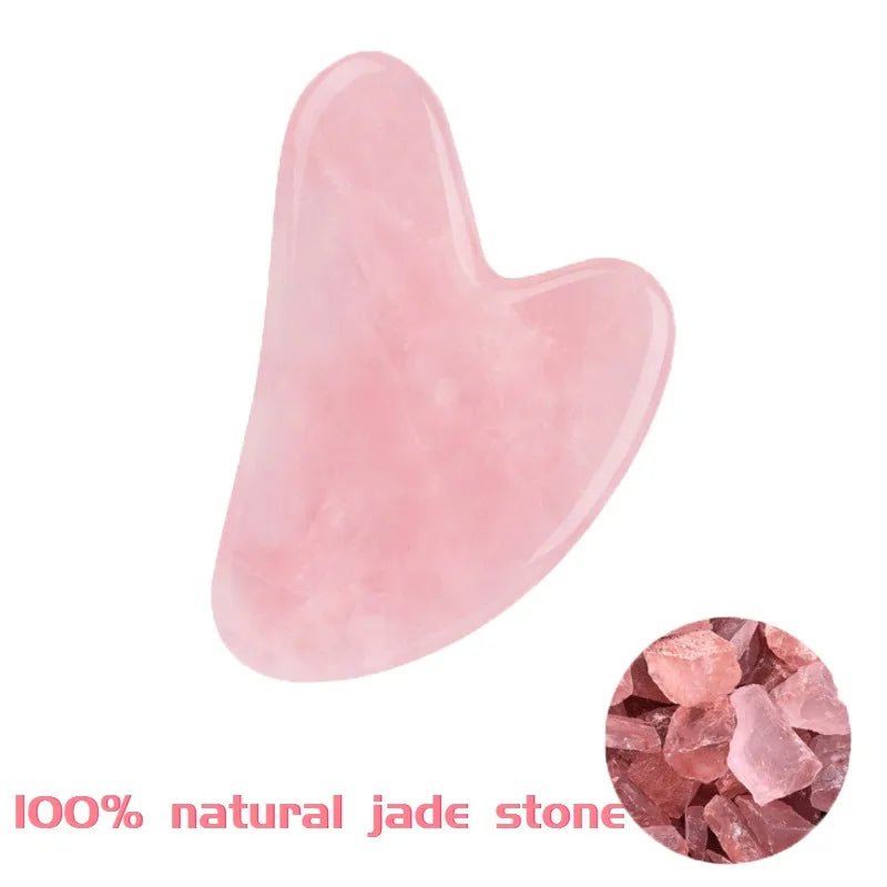 Outils de massage Gua Sha en jade naturel, grattoir en quartz rose, outil facial GuaSha pour le visage, le cou et le corps, prévient les rides, soins de beauté