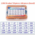 300 pcs/600 pcs/820 pcs Kit de résistances 1 % 1/4 W à film métallique, 10 Ohms ~ 1 M Ohms, 30 valeurs, Kit de composants électroniques