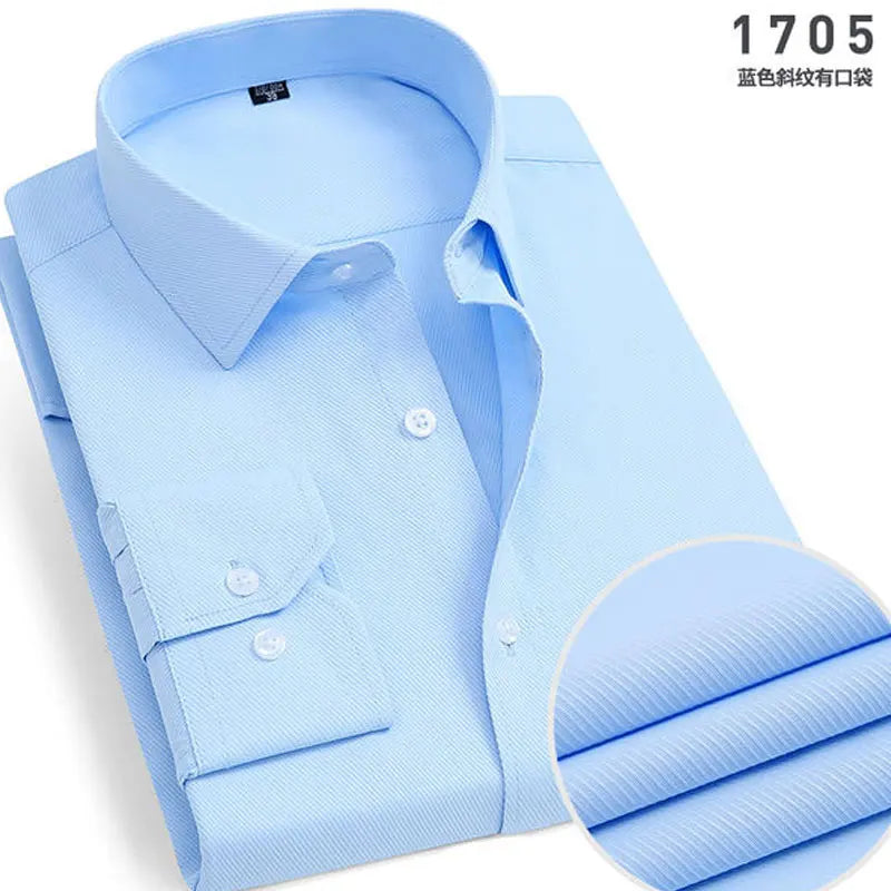 Nouveauté Printemps Chemise homme rayée à manches longues Infroissable Anti-plis Confortable Respirante Style décontracté professionnel Coupe ajustée