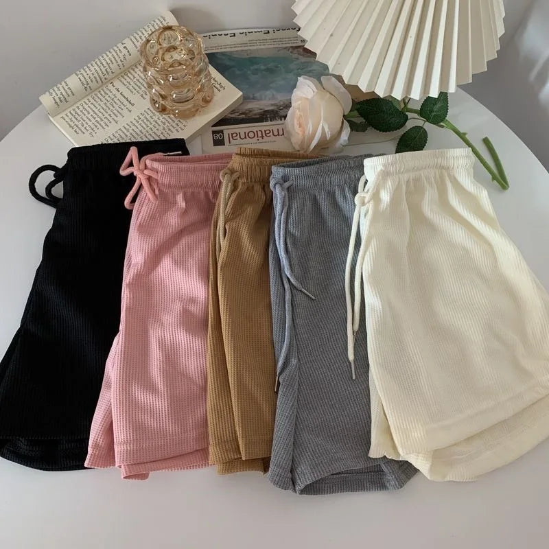 1pcs Summer Womens Casual Solid Shorts Girls Gym Workout Short Pants Ladies High Waisted Yoga Running Short Student Loose Shorts