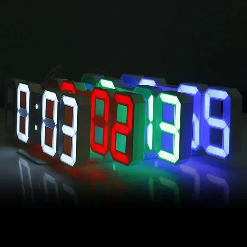 Acheter des produits Horloge 3D LED numérique Réveil Horloge murale Heure/date/température pour la maison/la cuisine/le bureau Horloges Décor Jardin