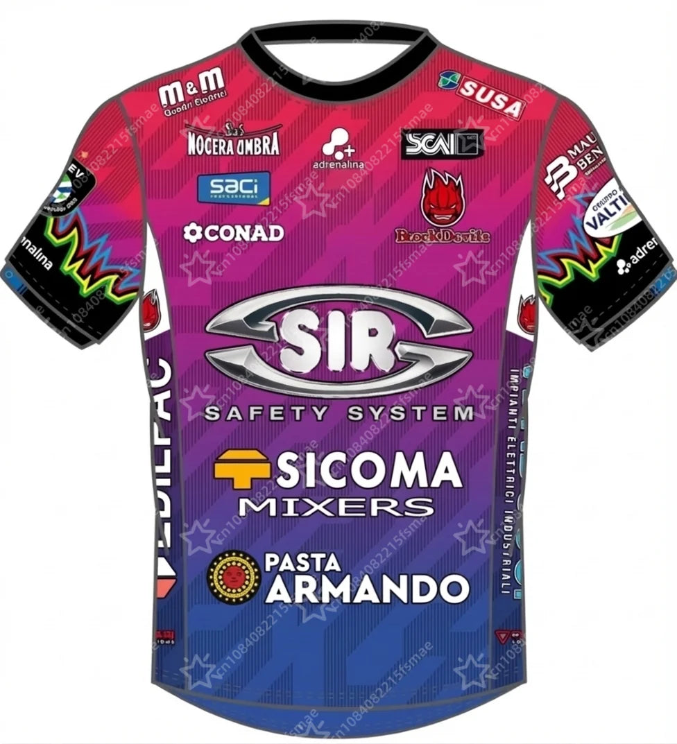 Maillot de volley-ball pour hommes Sir Susa Scai Pérouse 2025/26, t-shirt de sport à manches courtes, uniforme d'équipe, hauts d'entraînement respirants à séchage rapide
