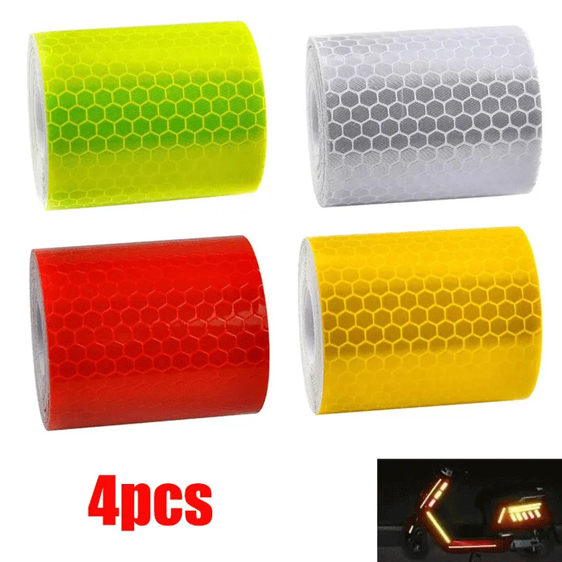 1-4 bandes réfléchissantes pour voiture Avertissement de sécurité 5cm*100cm Autocollant décoratif pour voiture Film de protection réfléchissant pour auto et moto