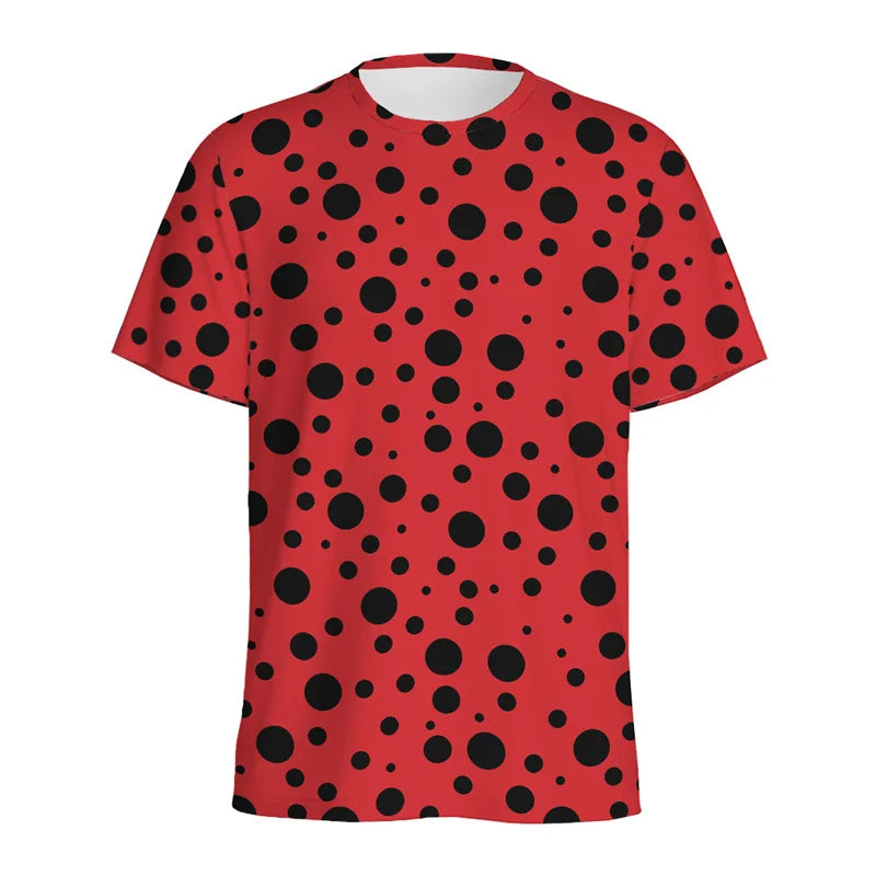 T-shirt imprimé 3D Coccinelle Mignonne pour Homme, Col Rond, Manches Courtes, T-shirt d'Été Tendance, Dessin Animé, Insecte, Hauts Graphiques pour Enfants