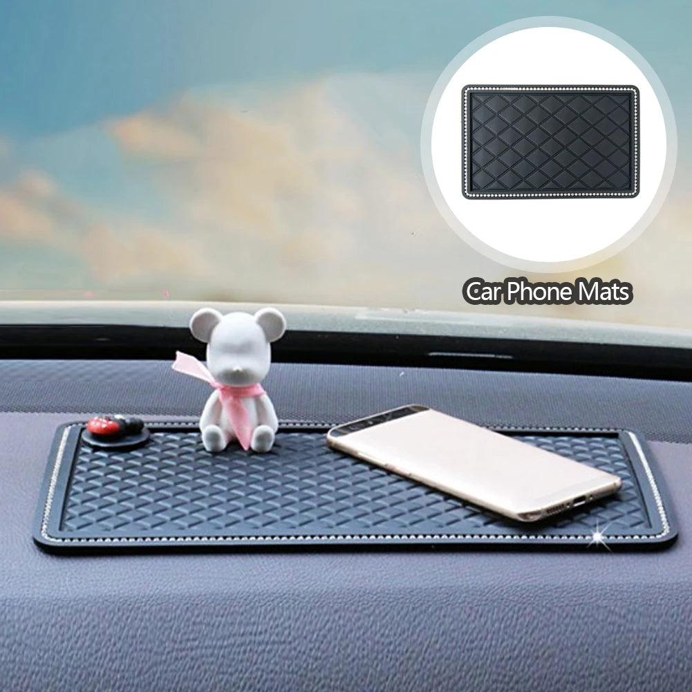Tapis Antidérapant Magique Pour Téléphone GPS Lunettes De Soleil Ornement De Tableau De Bord Intérieur De Voiture Décoration De Voiture Diamant Coussin Collant Antidérapant Accessoires De Voiture