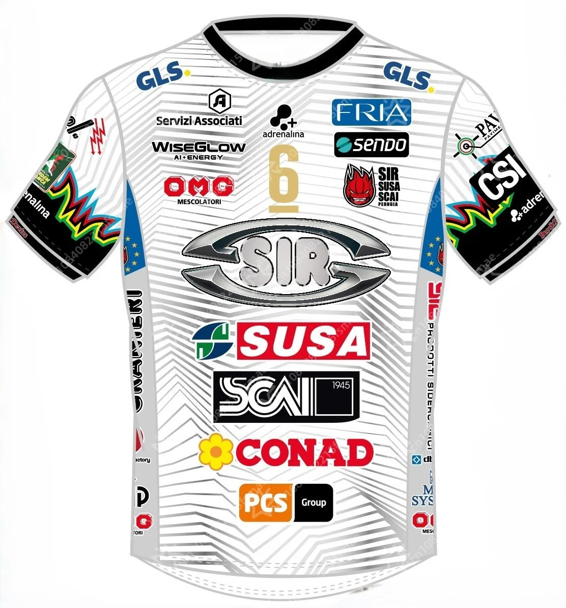 Maillot de volley-ball pour hommes Sir Susa Scai Pérouse 2025/26, t-shirt de sport à manches courtes, uniforme d'équipe, hauts d'entraînement respirants à séchage rapide