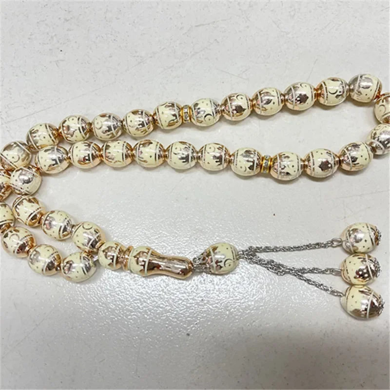 10mm 33 Beads Tasbih Crystal Glass Bracelet Muslim Rosary Tassel Prayer Beads Islamic Tasbeeh Masbaha Meditation for Women Men