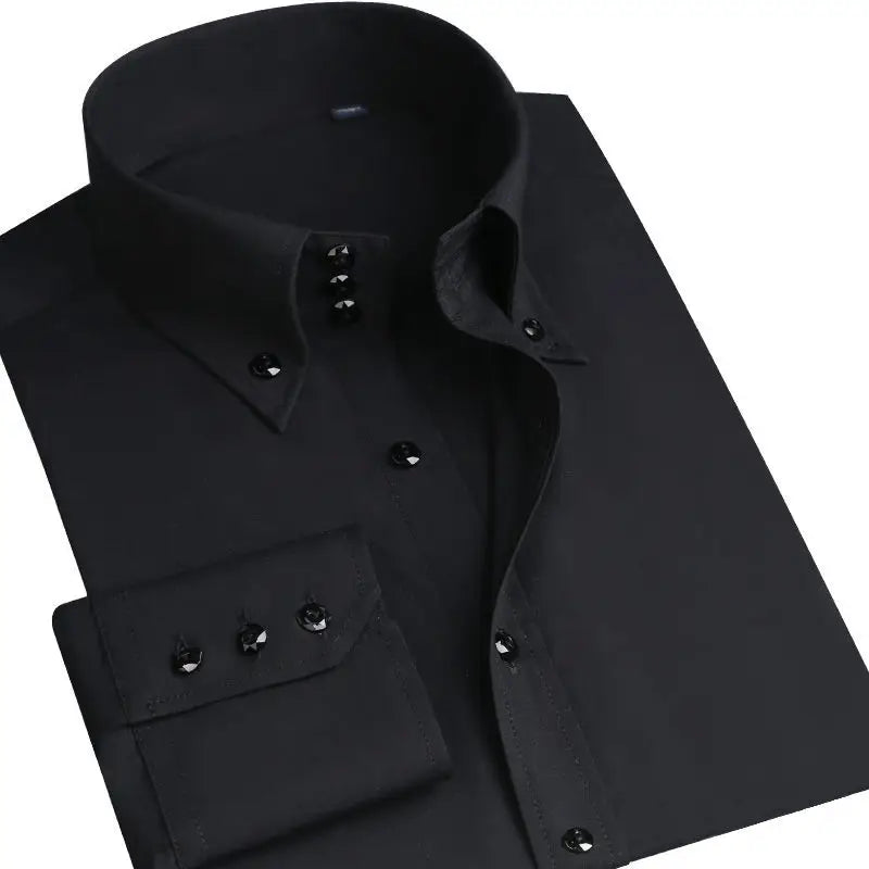 Chemise décontractée à manches longues pour homme, style coréen tendance, boutonnée, col classique, chemise habillée de ville, coupe ajustée, chemise de créateur