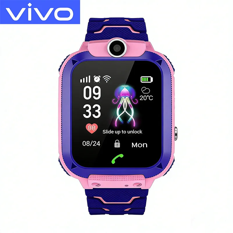 Montre intelligente VIVO GPS de suivi étanche, mini montre intelligente pour enfants, montre-téléphone 4G avec carte SIM, cadeau d'anniversaire, horloge électronique