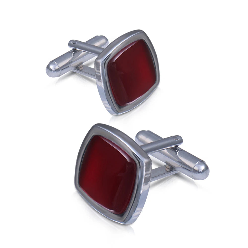 Boutons de Manchette en Opale pour Chemise Homme Style Français Pierre d'Opale Œil de Chat Métal Strass Bouton de Manchette Costume Homme Mariage Affaires Bijoux
