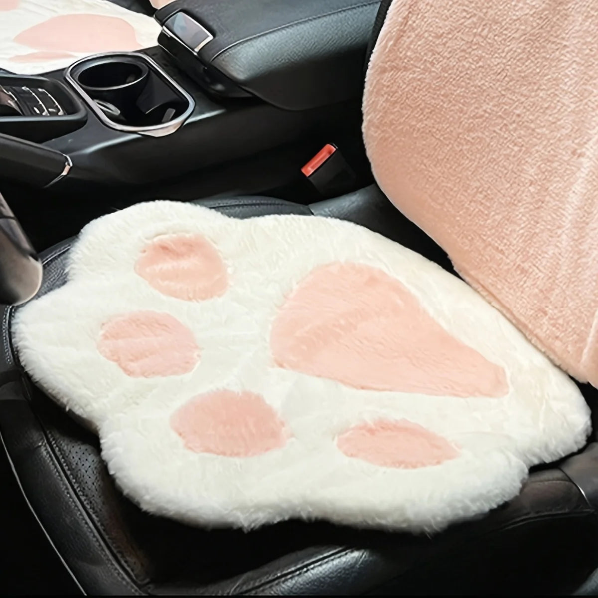 1 coussin de siège de voiture en peluche, motif patte de chat mignon, élégant et de qualité supérieure, décoration intérieure de voiture
