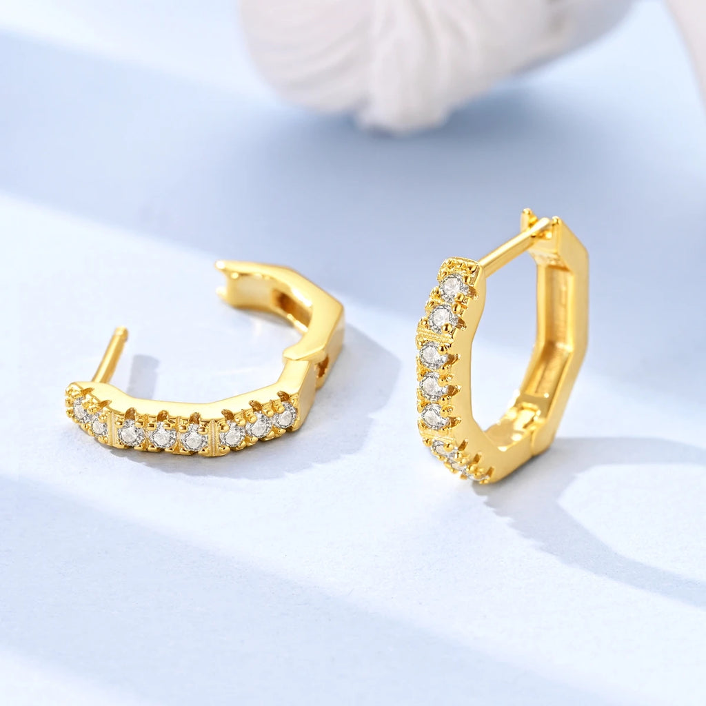 925 Silver Hoop Earring For Woman Rose Gold Yellow Pendientes Original Minimalist Earring Jewelry