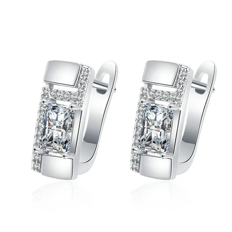 Boucles d'oreilles en argent sterling 925 Bijoux de haute qualité Rétro Motif simple Zircon violet blanc Boucles d'oreilles Meilleures ventes