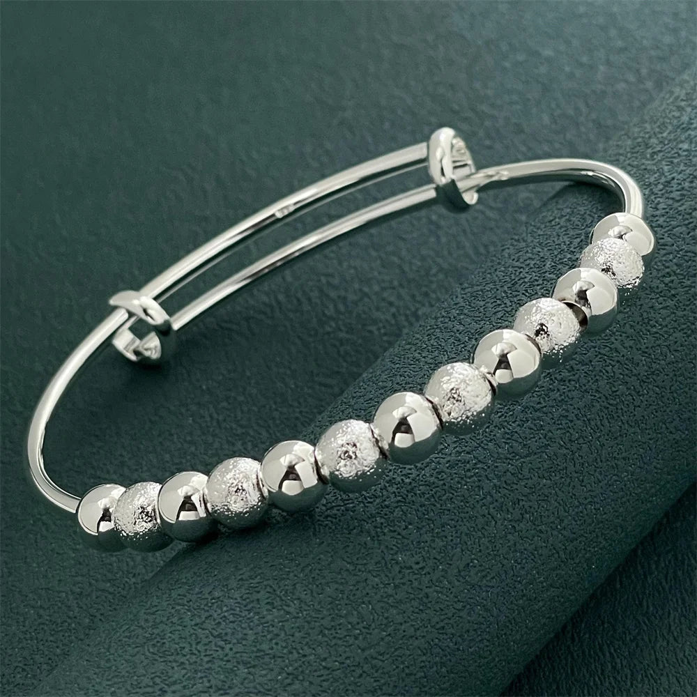 ANDARA Gros Bracelet Jonc Tendance en Argent Sterling 925 Cœur Rond Ouvert pour Femme Bijoux de Mode Réglable Manchette de Mariage