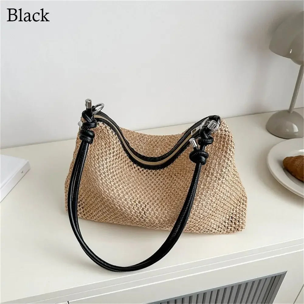 Sac à bandoulière en rotin tressé, mignon, fait main, grande capacité pour femme