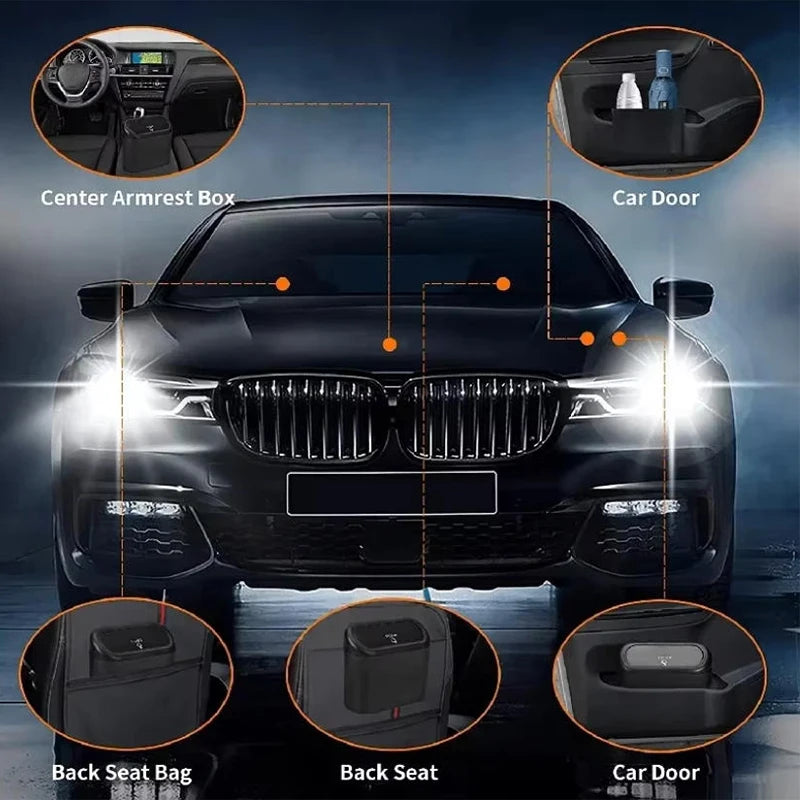 Poubelle de voiture (avec couvercle) avec 1/2/3 sacs poubelle, petite poubelle de voiture, accessoires de voiture mini anti-fuite