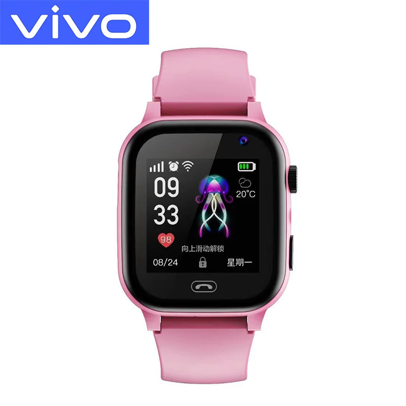 VIVO 4G Montre Connectée Enfant Mini Téléphone Enfant avec Appel SOS Appareil Photo 3 en 1 Montre Dessin Animé Fille Garçon Anniversaire Noël Cadeau 2026Nouveau