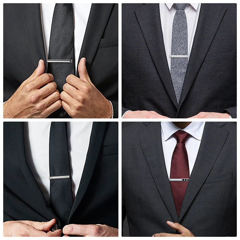 Lot de 8 pinces à cravate courtes avec boîte cadeau, accessoires pour cravates et épingles, boutons de manchette pour chemises d'homme, cadeau pour mari, gadgets