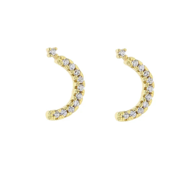 Boucles d'oreilles clous alphabet lettre arabe, micro-serties de zirconiums cubiques, couleur or, minimalistes et délicates, pour femmes et jeunes filles, vente en gros
