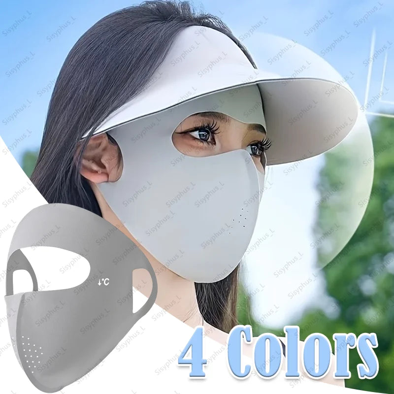 1/2/3/5Pcs Masque intégral d'été Protection solaire Respirant Soie glacée Anti-UV Équitation Extérieur Respirant Soie glacée Ultra-fin