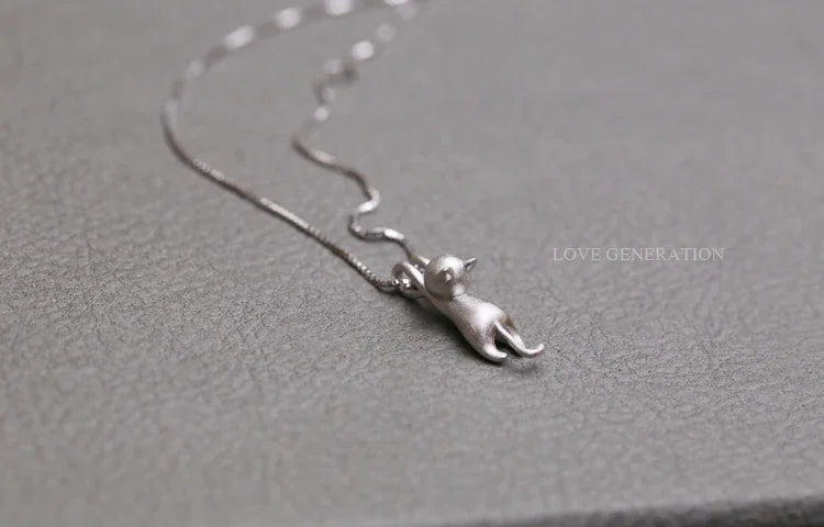 Colliers et pendentifs chat mignon en argent sterling 925 pour femme, cadeau de festival à la mode, bijoux en argent sterling