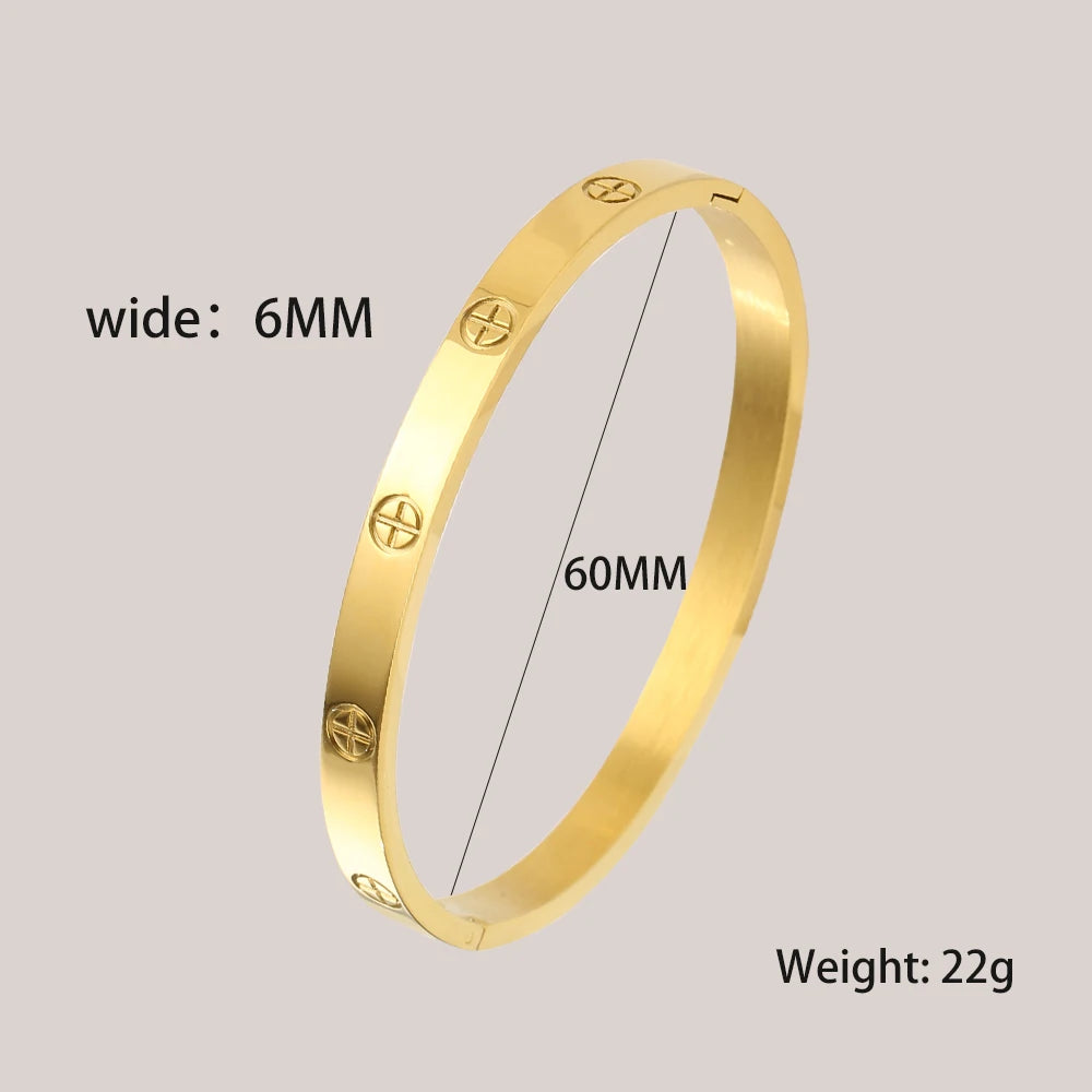 XUANHUA Bracelets Joncs en Acier Inoxydable pour Femmes Bijoux de Mode Breloque Accessoires Bijoux Bracelet en Cristal Aime