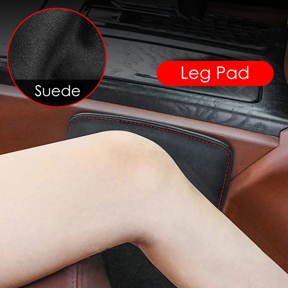 Suede Car Pillow Car Knee Pad Auto Cushion Comfortable Elastic Memory Foam Leg Pad Thigh Support Interior Accessories
