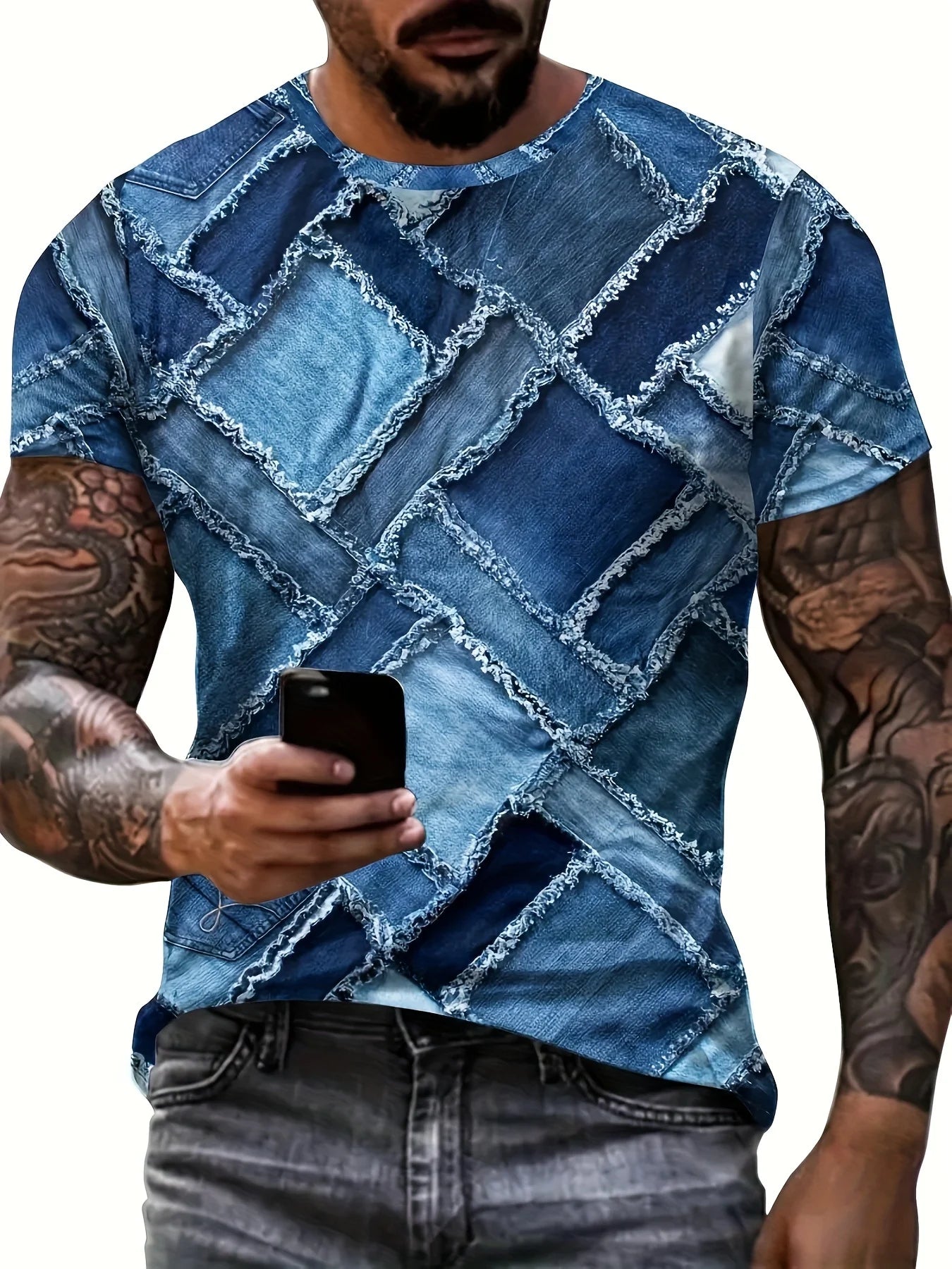 T-shirt graphique homme à col rond avec impression fantaisie, haut d'été à manches courtes pour homme, haut doux, tendance et confortable, vêtements de sport