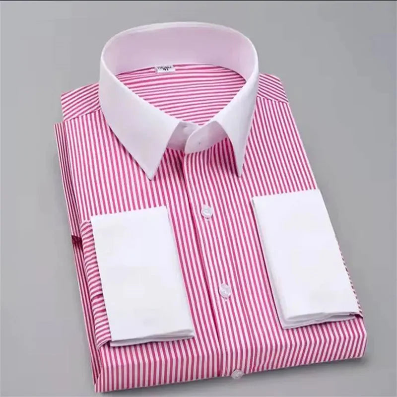Chemise décontractée unie pour homme à rayures écossaises douce et confortable nouvelle chemise à col boutonné