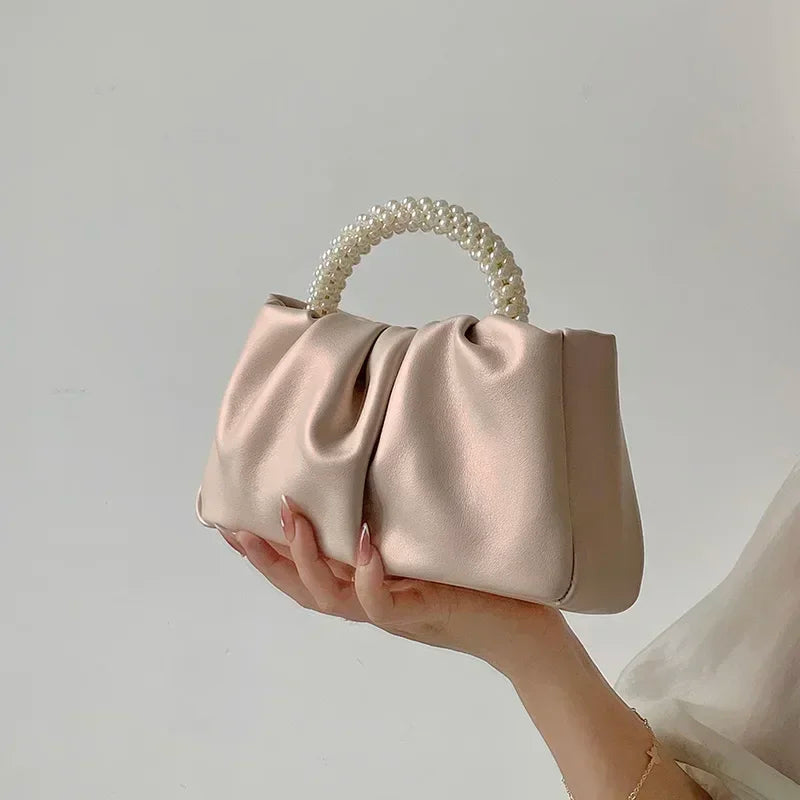Sacs à main d'embrayage pour femmes avec poignée en perles de mode Sacs à bandoulière carrés de luxe pour femmes Petit sac messager pour femmes