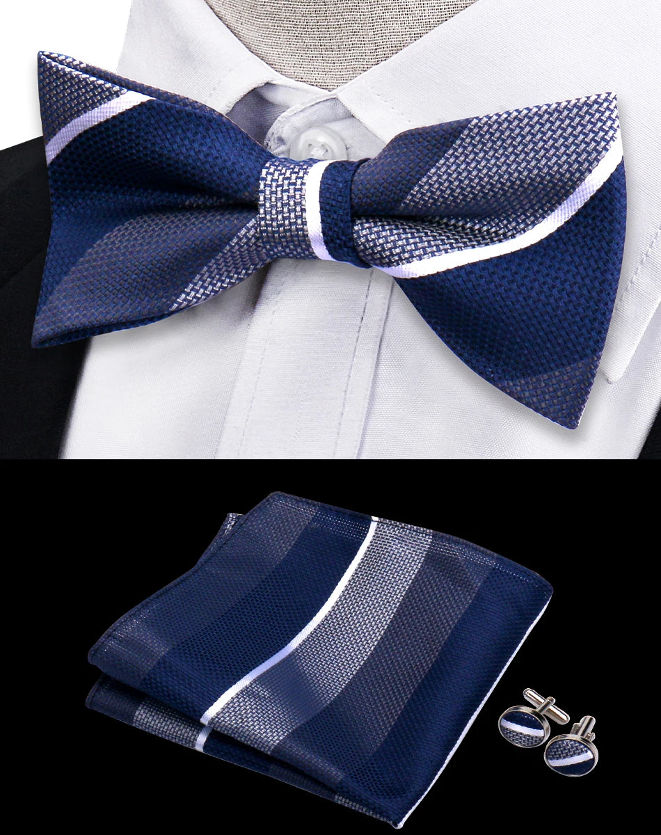 Ensemble de 3 pièces Nœud Papillon Cravate Mouchoir Boutons de Manchette Pour Hommes Chemises Adaptées Affaires Mariage Papillon Paisley Pochette Nœud Papillon Homme