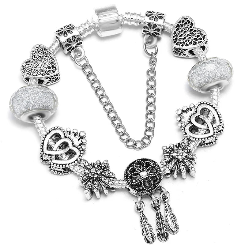 BAOPN Bracelets à breloques en perles cœur à cœur roses européennes pour femmes, bracelets et joncs de marque assortis, bijoux pour couple, livraison directe