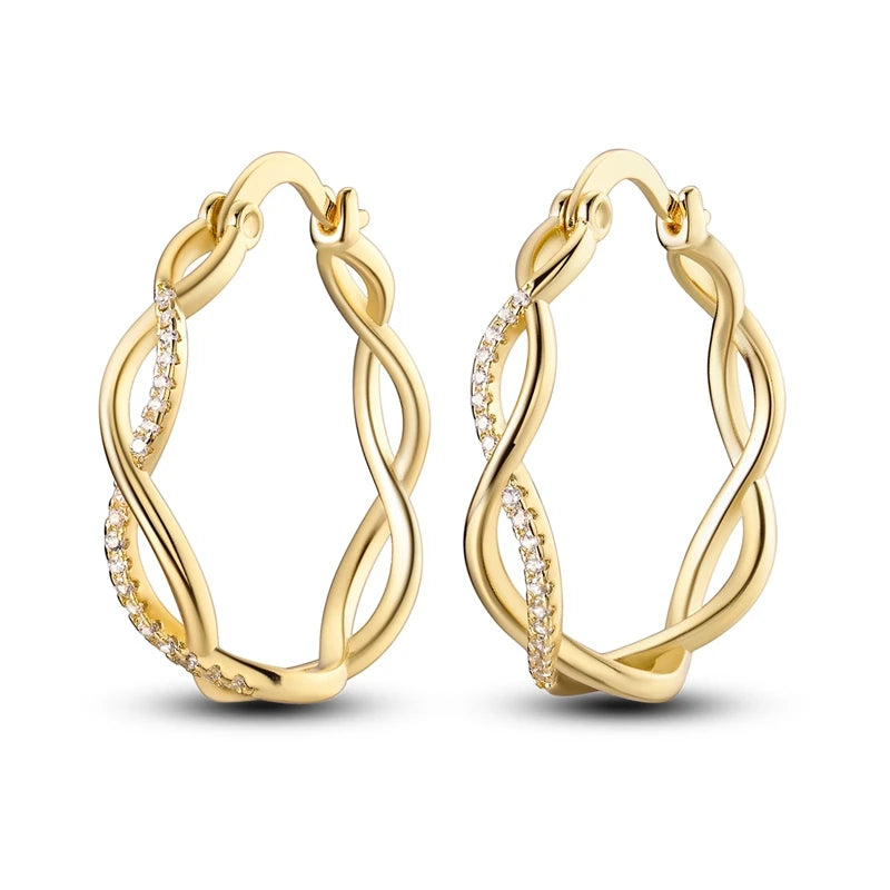 Boucle d'oreille Créole en Argent 925 pour Femme, Or Rose, Jaune, Pendientes Originales, Bijoux Minimalistes