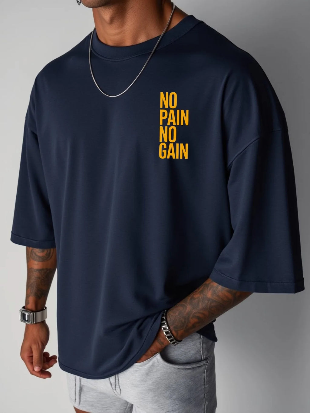 Hommes Femmes PAS DE DOULEUR PAS DE GAIN T-shirt de gym Coton Tee Streetwear Oversize Été Sports Mode Décontracté Haut Manches Courtes Respirant