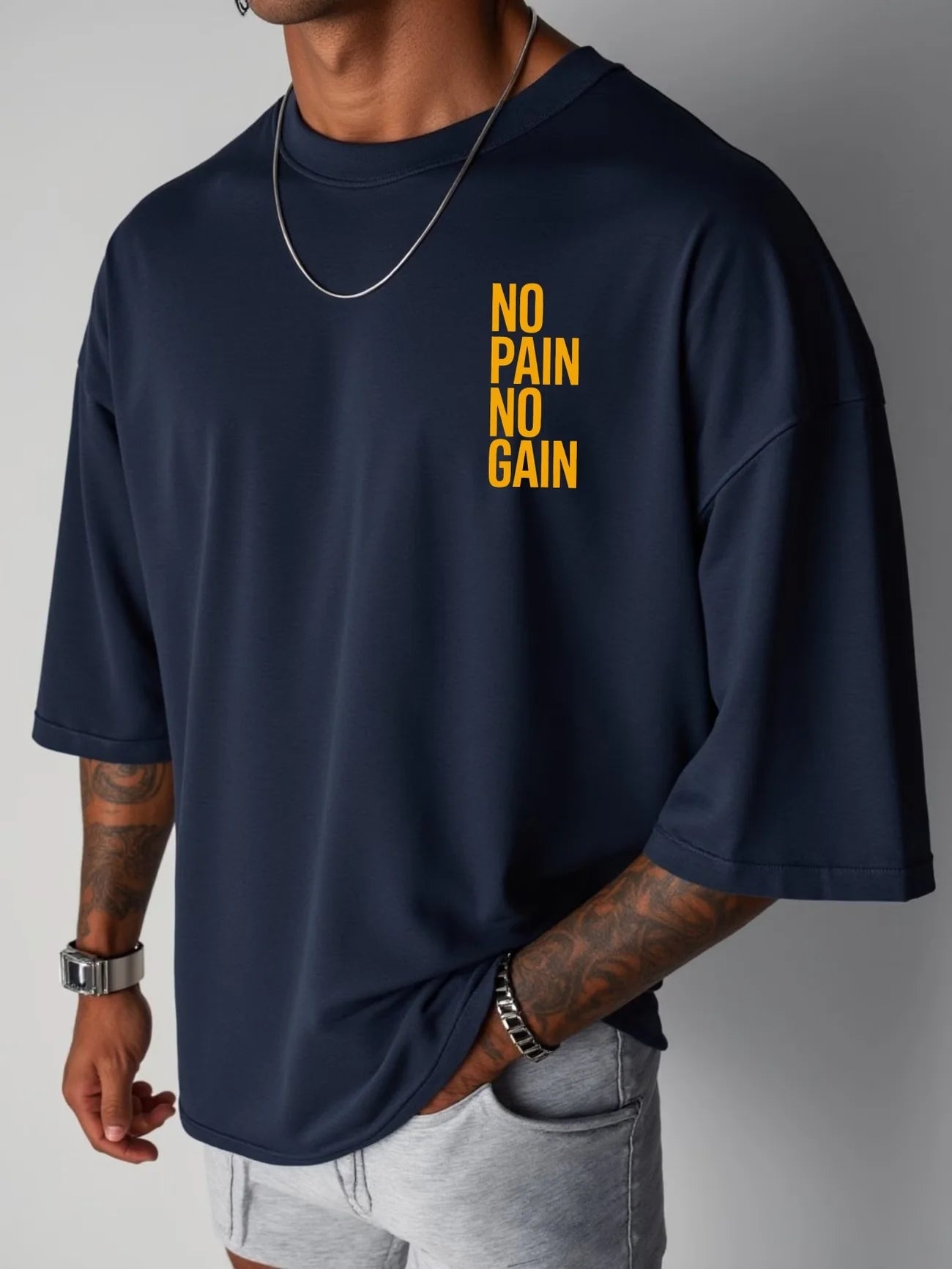 Hommes Femmes PAS DE DOULEUR PAS DE GAIN T-shirt de gym Coton Tee Streetwear Oversize Été Sports Mode Décontracté Haut Manches Courtes Respirant
