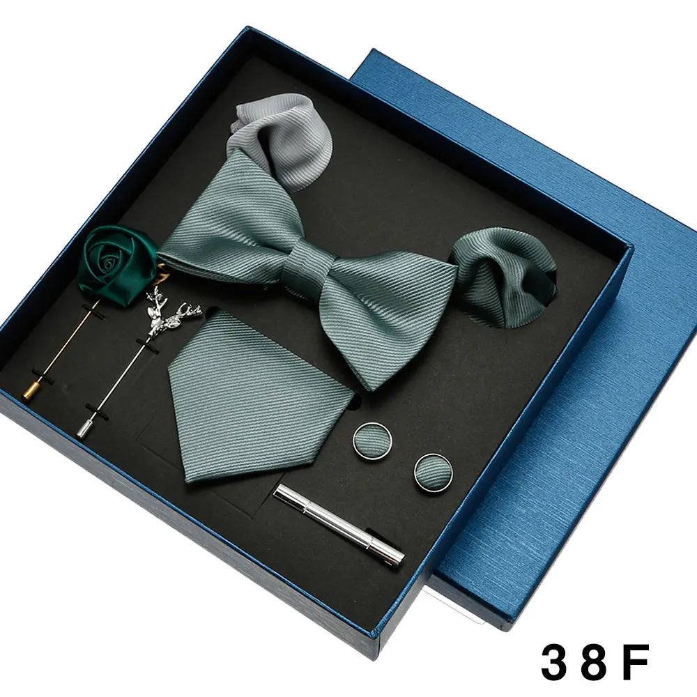 Cravate en soie pour hommes, nœud papillon, pochette, broches, boutons de manchette et pince à cravate pour hommes, accessoires de mariage rouge bordeaux, ensemble de cadeaux