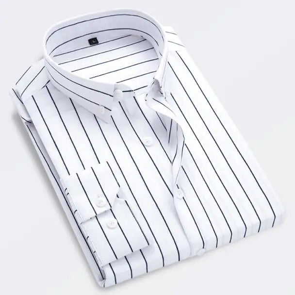 Chemise rayée classique pour homme, chemise à manches longues simple boutonnage, nouveau haut rouge et bleu automne, taille européenne révisée du XXS au XL.