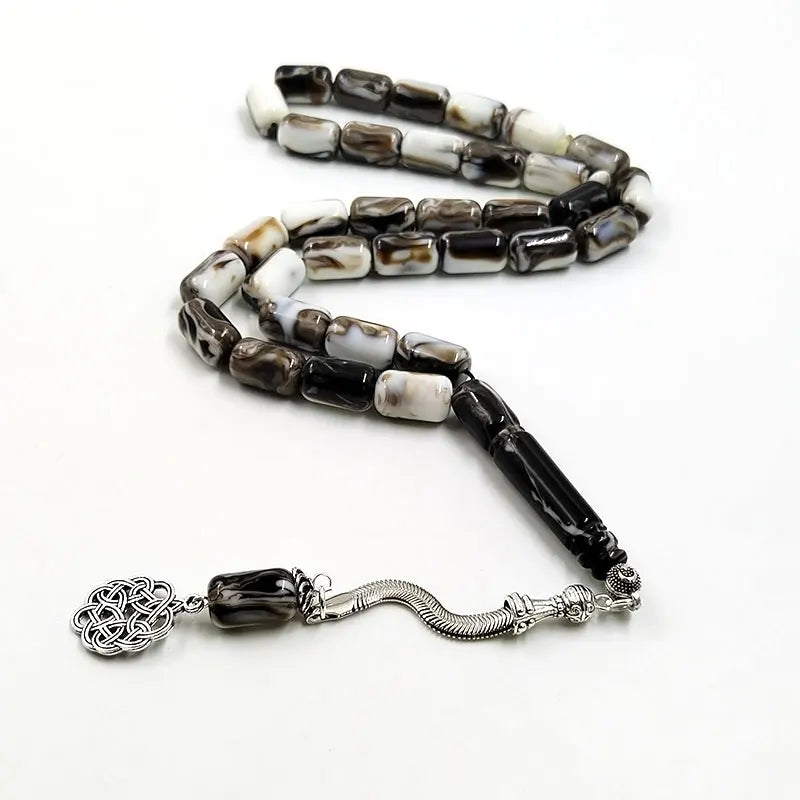 Tasbih Men's Islamic Rosary Beads 33 45 66 99 Beads Black White Mastak Muslim Prayer Beads Misbaha Turkish Tasbih