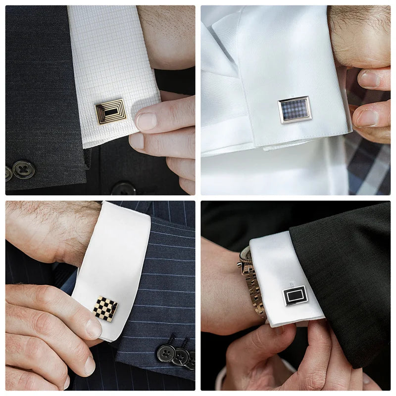 1 Paire Boutons De Manchette Carrés En Cuivre Et Pinces À Cravate Pour Hommes, Cadeaux De Mariage De Luxe, Bijoux De Mode, Poignets Pour Hommes